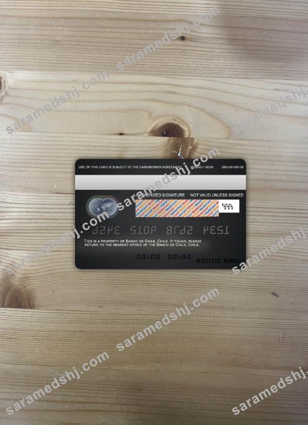 Chile Banco de Chile bank mastercard photolook back